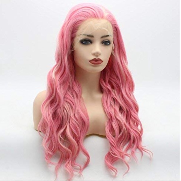 ✨24” PINK W/ BLONDE HIGHLIGHTS BODY WAVE LACE WIG✨ main image 6